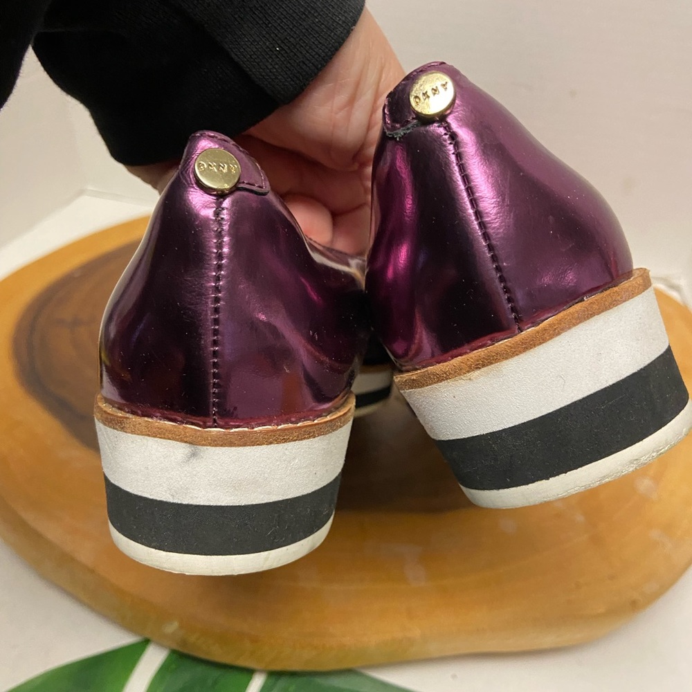 DKNY Metallic Pink Pointed Toe Loafers - Picture 7 of 8